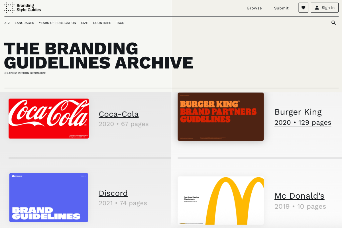 Guideline branding site internet